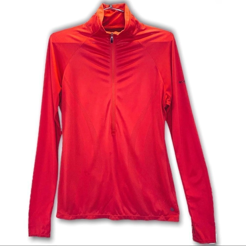 COLUMBIA TITANIUM QUARTER ZIP PULLOVER ORANGE LIGHT SWEATSHIRT WOMEN  SIZ…